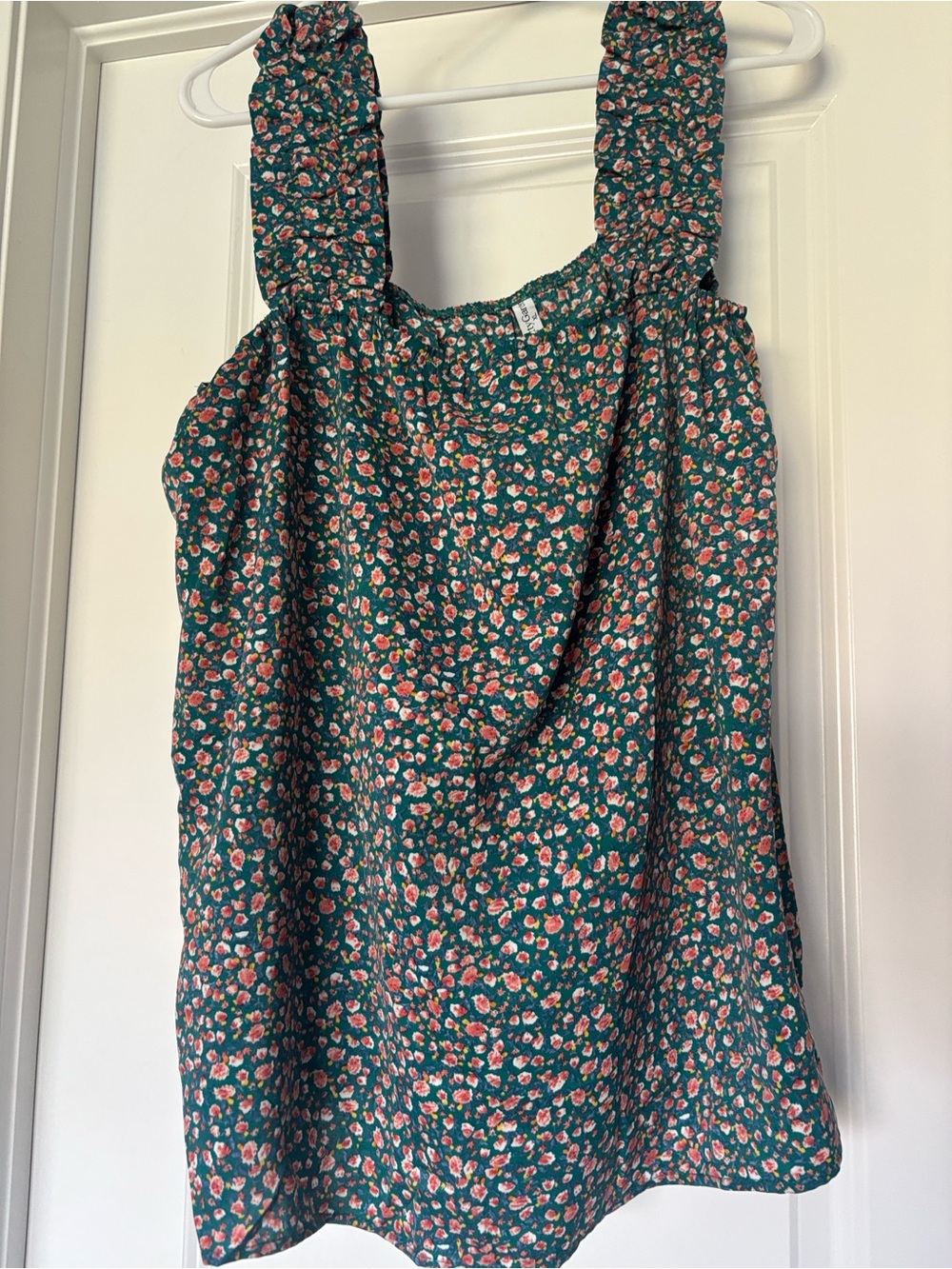 Green Floral Ruffled tank top